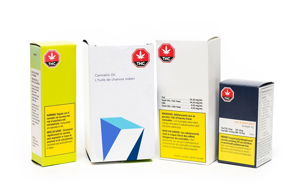 Cannabis packaging Canada produced by Ingersoll Paper Box featuring secure and labeled containers.