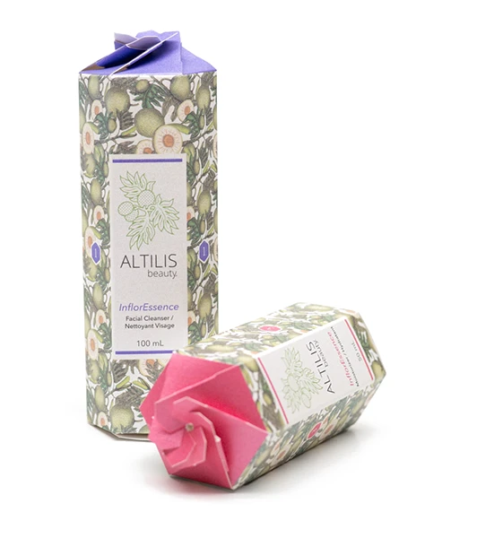 ALTILIS beauty packaging, a display of Ingersoll Paper Box's dedication to merging aesthetic appeal with functionality in beauty product paper box solutions.