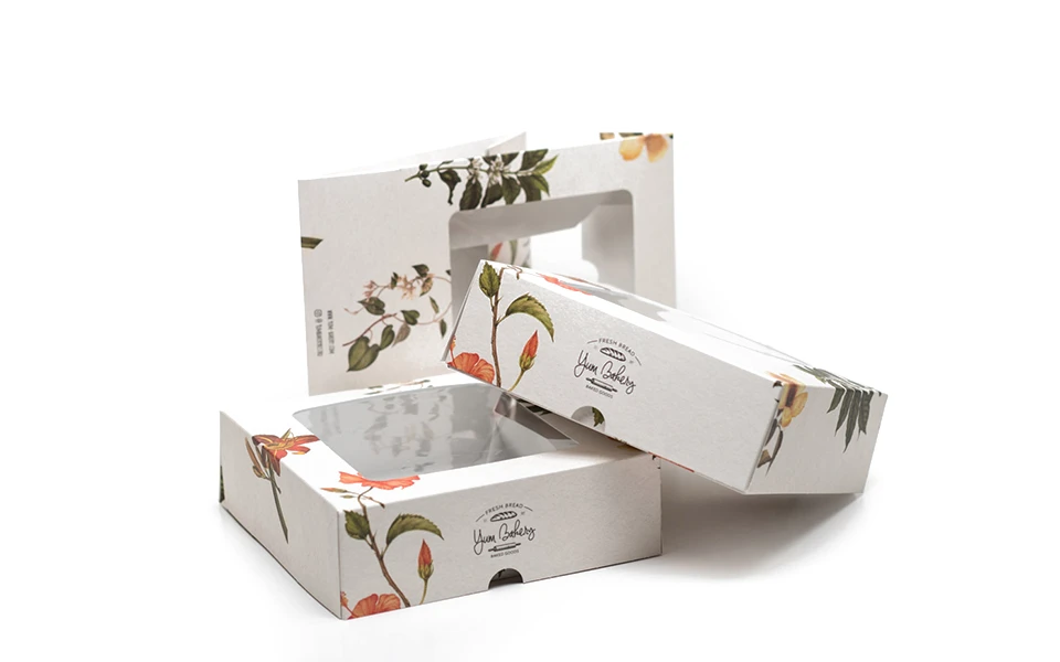 Elegant paper box packaging for bakery items by Ingersoll Paper Box, designed to preserve the freshness of food products.